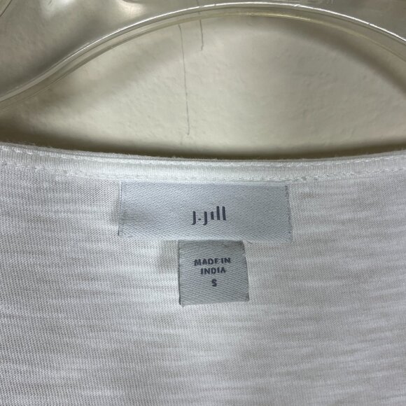 J Jill Women's White Floral Embroidered Tunic Top 3/4 Sleeve S Sheer 100% Linen! - Picture 3 of 5